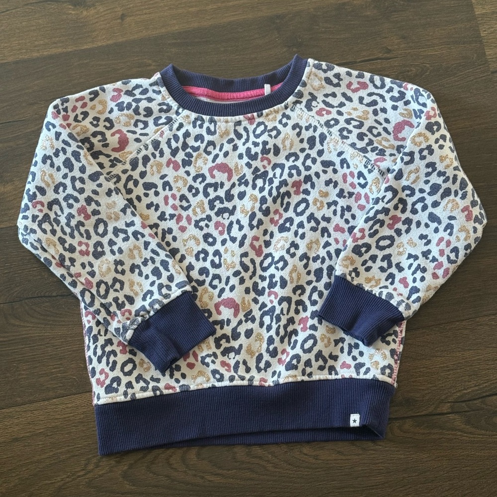 Girls’ Leopard Print Sparkle Sweatshirt Size 4/5 Pullover